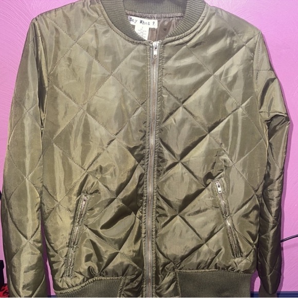 Macy’s | Say What | Olive Quilted Bomber Jacket - Picture 2 of 2